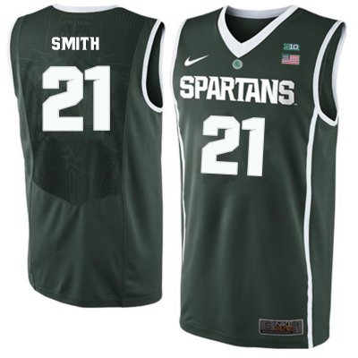 Men Steve Smith Michigan State Spartans #21 Nike NCAA Green Authentic College Stitched Basketball Jersey LS50O71JL